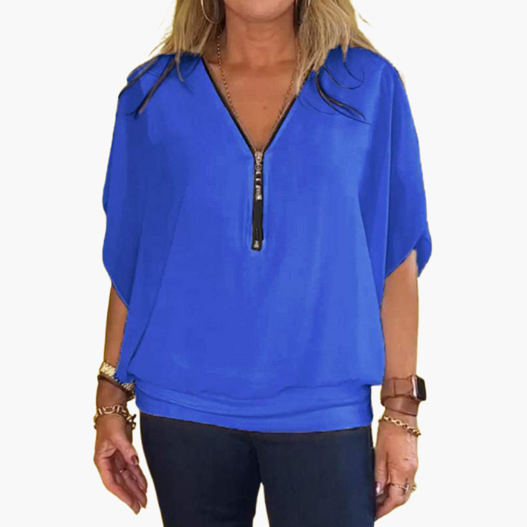 Helene | Chiffon-Top mit Reißverschluss