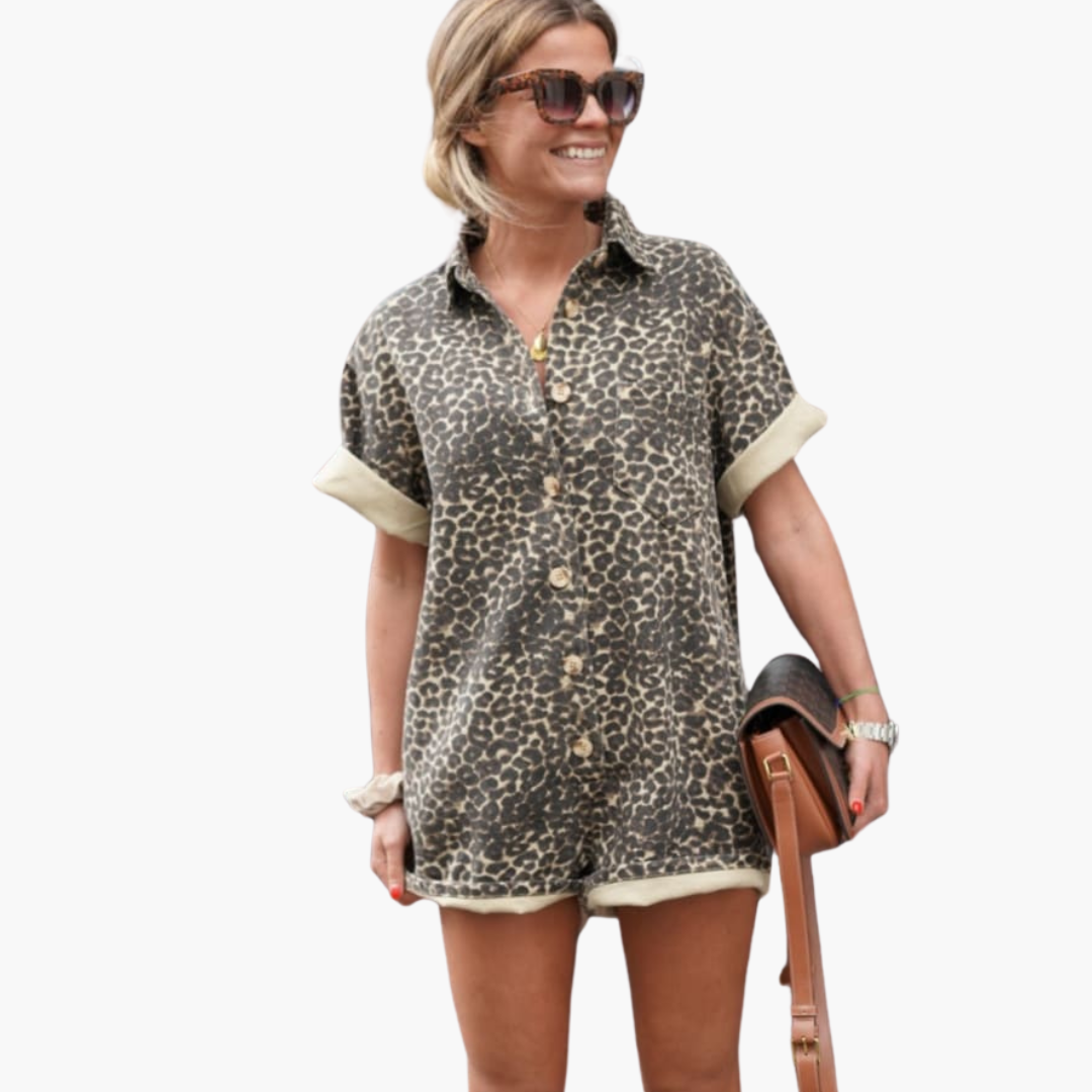 Gudrun | Hemd-Overall mit Leopardenmuster