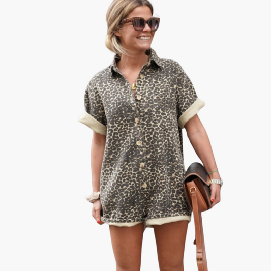 Gudrun | Hemd-Overall mit Leopardenmuster