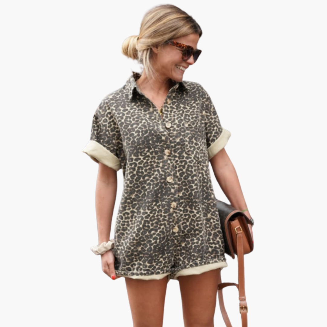 Gudrun | Hemd-Overall mit Leopardenmuster