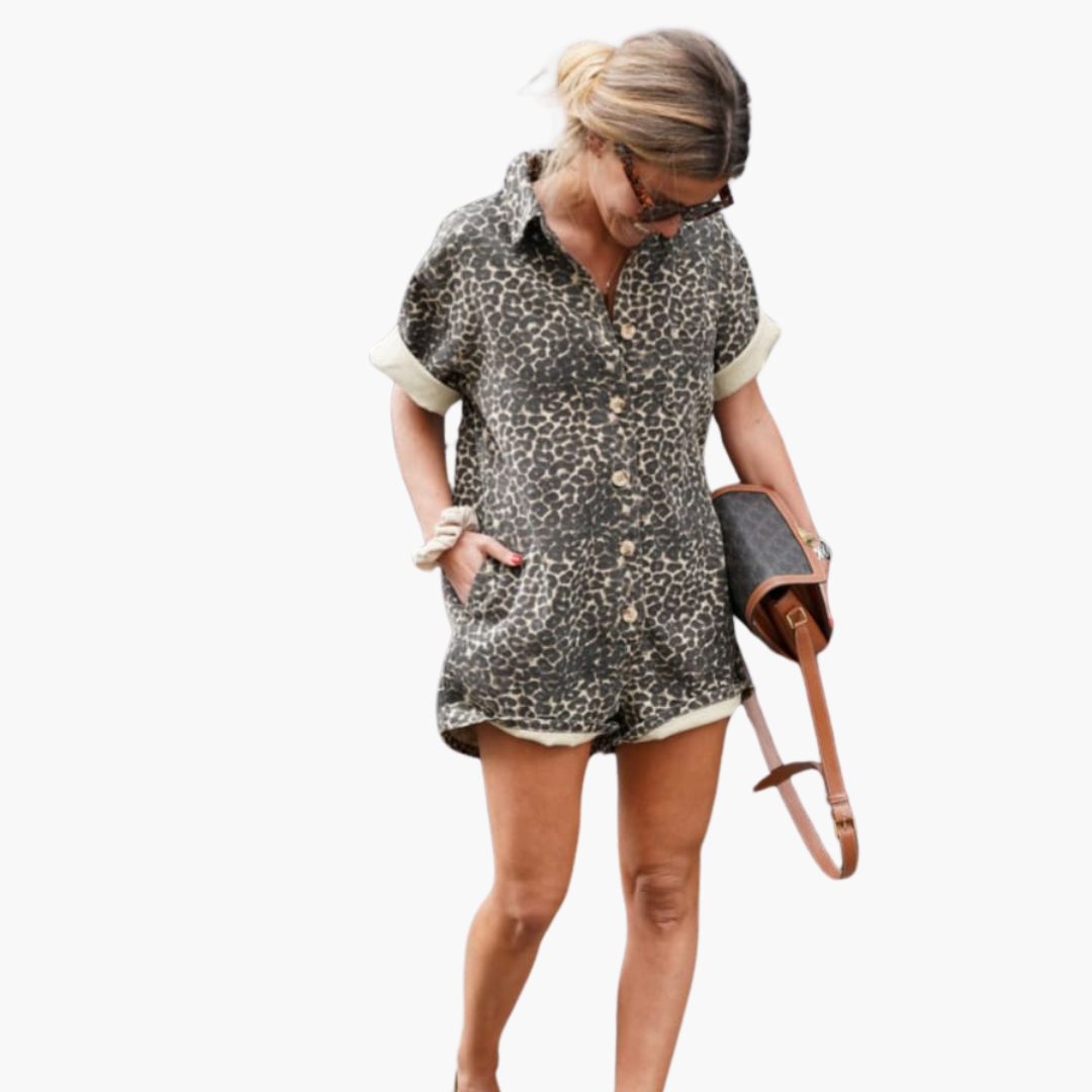 Gudrun | Hemd-Overall mit Leopardenmuster