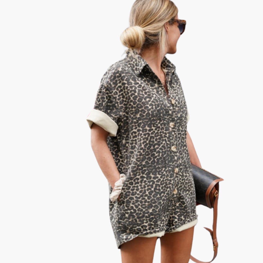 Gudrun | Hemd-Overall mit Leopardenmuster